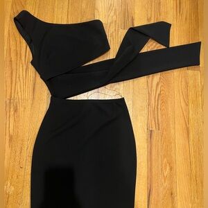 Cutout wrap waist black mini dress. NWT